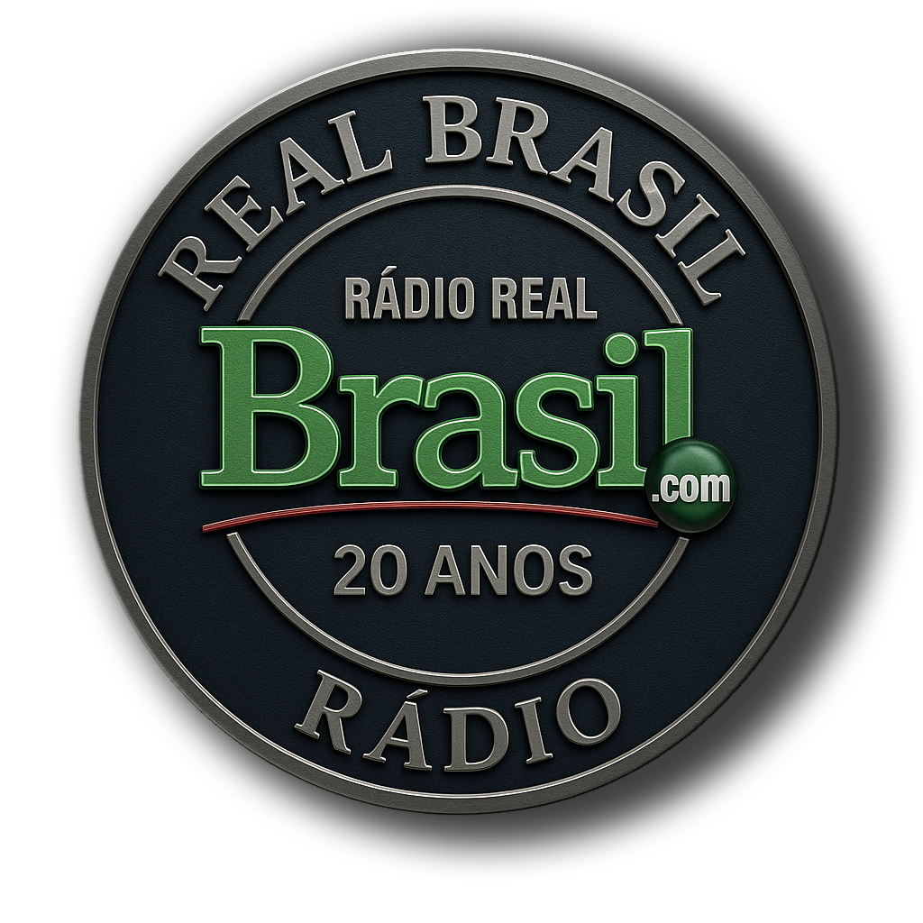 Selo comemorativo 20 anos da Radio Real Brasil (2004-2024) - Radio Gospel Online